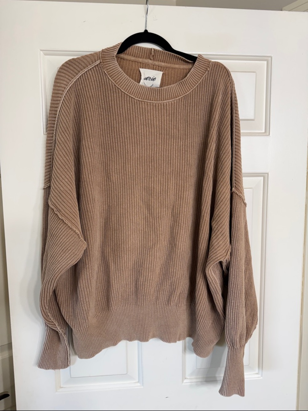 aerie Oversized Ribbed Sweater in Taupe